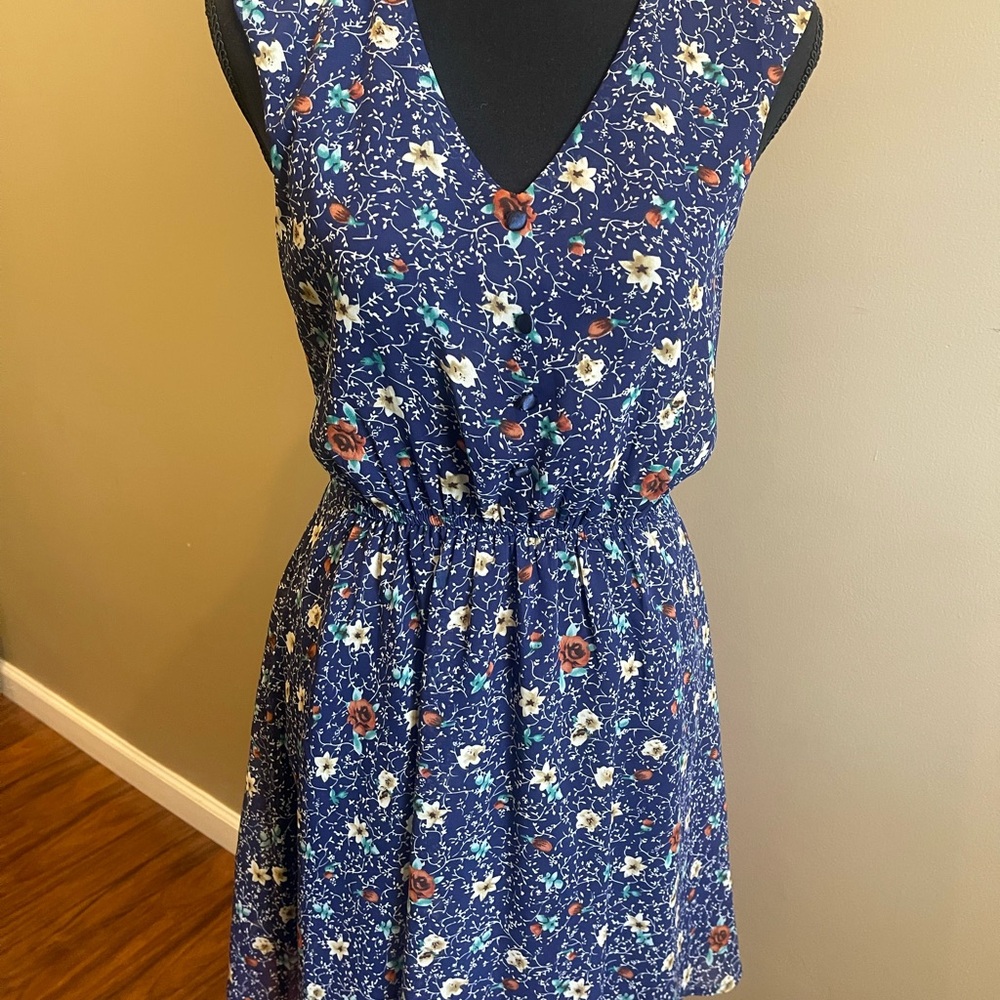 Iska Floral Blue Sleeveless Dress - Good Condition - UK10/US 6